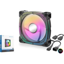 Nodar ND2656 Kasa Fanı 3.nesil Iç ve Dış Parıltı Argb 12CM Siyah (Kdo)