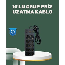 Die Grup Termal Koruma Sistemli USB Type-C 10’lu Grup Priz 2m 2500W Güç Kapasiteli