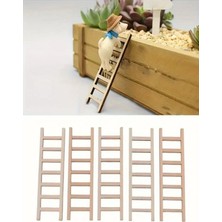Mu Art Ahşap 10 Adet Ahşap Dekoratif Minyatür Oyuncak Merdiven Boyanabilir 12 cm x 4 cm