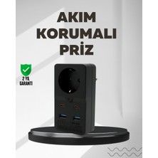 Die Grup Tip Akım Koruma Prizi 10A 2500W USB Type C Destekli