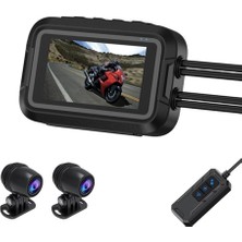 Çift Ön–arka Motosiklet Kamerası – Full Hd 1080P, 150° Geniş Açı Lens, 3.0” IPS Ekran, Wifi Destekli Dvr Kayıt, G-Sensör, Uzaktan Kumanda, 128GB Tf Kart Destekli, Dc 5–24V Güç Girişi | V9