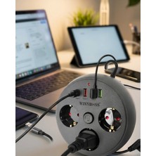 Die Grup Çoklu Priz Akım Koruma 3 Soket 3 USB Type C Hızlı Şarj 2m Uzatma Kablosu