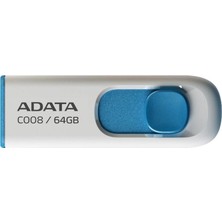 Adata C008-64GB 64GB Usb2.0 Classic (White + Blue) Flash Bellek (Kdo)