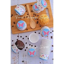 Beyaz Kelebek Desenli Renkli Muffin Cupcake Kalıbı Kek Kapsülü 50'li