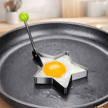 Kalp,yıldız,yuvarlak Şekilli Yumurta Kalıbı Saplı – Saplı Omlet ve Pancake Şekillendirici Kalıp | Yapışmaz Tavaya Uyumlu, Burger, Sandviç, Omlet ve Pancake Için Pişirme Halkası (3 Lü Set)