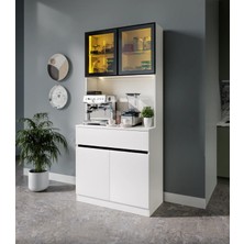 Macera Mobilya Lotus Mini Kahve Köşesi Komple Mdf LED Aydınlatmalı Mutfak Dolabı