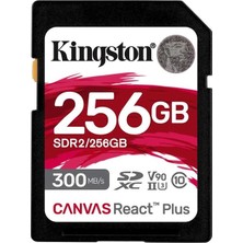 Kingston SDR2-256GB Canvas React Plus Sdxc Uhs-Iı 300R-260W U3 V90 For Full Hd-4k-8k Hafıza Kartı (Kdo)