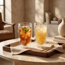 Borosilikat Cam Bardak, 350 ml Kapasite, Isıya Dayanıklı Yapı, Çift Cidarlı Yalıtım, Ev Ofis Restoran Için Kullanıma Uygun Borosilikat Cam Çay Kahve Espresso Latte Sunum Bardağı