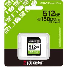 Kingston SDS3-512GB 512GB Sdxc Canvas Select Plus Gen3 150MB-S C10 Uhs-I U3 V30 Hafıza Kartı (Kdo)