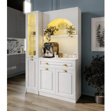 Macera Mobilya Armoni Gold Midi Kahve Köşesi Sol Vitrinli Komple Mdf