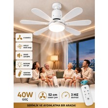 Moxti  40W Sessiz Çalışma 6 Fan 52CM Kanat ve Işıklı Uzaktan Kumandalı Tavan Tipi Vantilatör