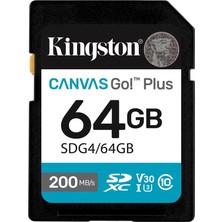 Kingston SDG4-64GB 64GB Sdxc Canvas Go Plus Gen4 200MB-S C10 Uhs-I U3 V30 Hafıza Kartı (Kdo)