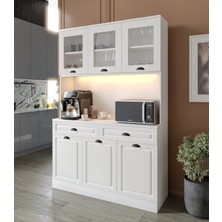 Macera Mobilya Luna Kahve Köşesi - 140 cm Mdf Mutfak Dolabı - LED Aydınlatmalı -