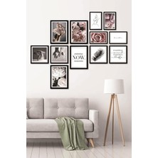 TeOra Store 12 Parça Dekoratif Mdf Tablo Seti Çerçeve Görünümlü DKJ048