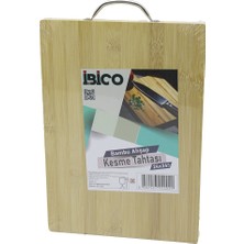24X34 x 1.7cm Lux Ahşap Bambu Kesim Panosu - Kesme Tahtası Metal Kulplu