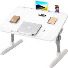 SN-29697 Çok Fonksiyonlu Katlanabilir Yatak Koltuk Laptop Masası Yükseklik ve Açı Ayarlı Beyaz 60X40CM