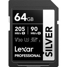 TeOra Store Profesyonel Sılver Sd Kart 64 Gb, 205 Mb/s'ye Kadar Okuma, 90 Mb/s Yazma, Sdxc Uhs-I Hafıza Kartı, Sınıf 10, U3, V30, Profesyonel Fotoğrafçılar, Videografçılar, Meraklılar Için Sd Kart