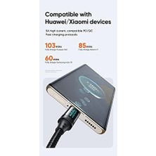 TeOra Store CA-1100 Type-C Kablo 100W - Dijital Watt Göstergeli Hızlı Şarj Kablosu, 5A Pd Qc Usb-C, Laptop/tablet/telefon, 1.2m