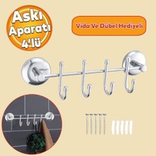 Wheat Grains Global Store Metal 4'lü Banyo Lavabo Vidalı Askılık Sağlam Aparat Krom Askılık Elbise Havlu Asma Askı
