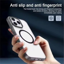 TeOra Store iPhone 15 Pro Magsafe Uyumlu Şeffaf Sert Telefon Kılıfı Manyetik Hizalama Ince Hafif Darbe Dayanıklı Kamera Korumalı Koruma Kapak Siyah