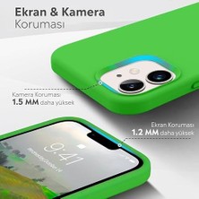 TeOra Store iPhone Kılıf Ince Sıvı Silikon 3 Katmanlı Tam Kaplamalı Yumuşak Jel Kauçuk Kılıf Kapak (Fosfor Yeşil, iPhone 11)