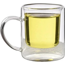 TeOra Store Çift Cidarlı Borosilikat Cam Kupa, 200 Ml, Beyaz, Modern, Latte, Filtre Kahve, Bitki Çayı, 1 Adet - 2837