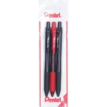 TeOra Store Energel 1.0 mm Likit Roller Kalem 2xsiyah/1xkırmızı 3'lü Set