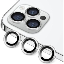 TeOra Store iPhone 15 Pro/iphone 15 Promax Kamera Camı Lens Koruyucu Halka Set - Gümüş Silver