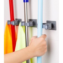 Happens Çok Amaçlı Paspas, Süpürge, Fırça ve Mop Askısı, Duvar Montajlı Sap Tutucu, Mutfak ve Banyo Için, Gri & Beyaz, 3'lü Set
