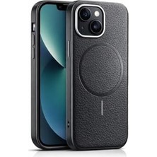 TeOra Store iPhone 13/14 ile Uyumlu Magsafe Kılıf, Premium Deri Görünümlü, Kamera Korumalı, Güçlü Mıknatıslı Telefon Kılıfı,siyah + 9h Anti Statik Temperli Kırılmaz Cam Ekran Koruyucu Hediyeli