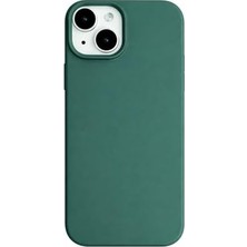 TeOra Store & Aksesuar Apple iPhone 13/14 ile Uyumlu Içi Kadife Dışı Mat Yapıya Sahip Koruma Sağlayan Lansman Silikon Kılıf (Yeşil)
