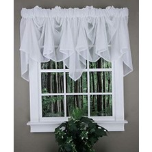 TeOra Store Swags Galore: Splendor Batiste, 254 cm G x 73 cm U, Sheer Festoon Valance Beyaz