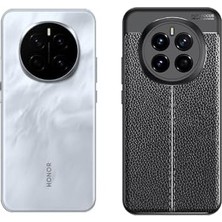 Wheat Grains Global Store Ehr. Honor Magic 7 Pro Uyumlu Kamera Korumalı Deri Görünümlü Darbe Emici Tam Korumalı Auto Focus Lüks Silikon Kılıf