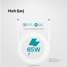 TeOra Store Usb-C - Usb-C 300CM 60W Pd/qc Hızlı Şarj/data Kablosu Beyaz