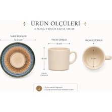 Wheat Grains Global Store Kahve Fincan Takımı, Elegance Desenli 4 Parça 2 Kişilik Seramik, Seramik Kahve Takımı, 4 Parça Kahve Seti, Şık Desenli Seramik Türk Kahvesi Fincan Seti, Premium Seramik Kahve Seti, Modern Kahve Seti