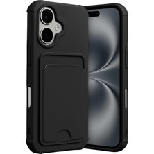 Wheat Grains Global Store - iPhone 17 ile Uyumlu Kılıf Kamera ve Köşe Korumalı Kartlıklı Cüzdanlı Yumuşak Renkli Silikon Kapak Içi Kadife - Siyah