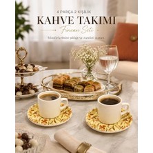 Wheat Grains Global Store Kahve Fincan Takımı, Floral Desenli 4 Parça 2 Kişilik Seramik, Seramik Kahve Takımı, 4 Parça Kahve Seti, Şık Desenli Seramik Türk Kahvesi Fincan Seti, Premium Seramik Kahve Seti, Modern Kahve Seti