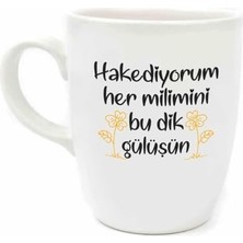 TeOra Store Hakediyorum Her Milimini Bu Dik Gülüşün Krem Oval Kupa - Hediye Seramik Kupa