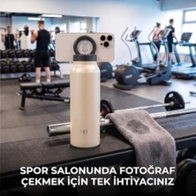 TeOra Store Linktech BL10 Magpro Manyetik Telefon Tutuculu Çelik Termos, 710 ml (24 Oz) Vakumlu Çift Katman Matara, Magsafe Uyumlu 360° Dönebilen Pipetli Kapak, 24 Saat Soğuk / 12 Saat Sıcak Tutucu (Beyaz)