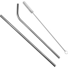 TeOra Store Metal Pipet Seti, Paslanmaz Çelik, Temizleme Fırçası Dahil, 2 Adet
