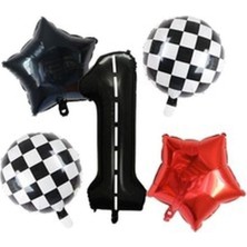 TeOra Store Yarış Temalı Doğum Günü Folyo Balon Takımı 1 Yaş, 1