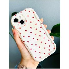 Wheat Grains Global Store Iphone 13 ve 14 ile Uyumlu Kırmızı Kalpler Baskı Desenli Silikon Kılıf