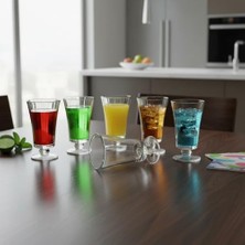 TeOra Store 6'lı Cam Kahve Yanı Su Bardağı Seti - 125 ml Ayaklı, Şeffaf ve  Kesim Desenli Nostaljik Kadeh Takımı