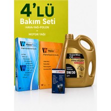 Bosch-Waben Fiat 500L 1.4 Benzinli Filtre Bakım Seti-Supermax Oil  5W30 5 Lt (2012-2021) 3 Lü