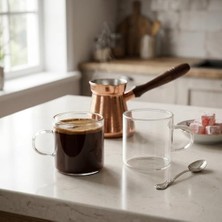 TeOra Store 6'lı Borosilikat Cam Mini Kupa Seti - 130 ml Tek Cidarlı, Altlıksız Türk Kahvesi ve Espresso Fincanı Takımı
