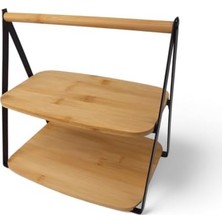 TeOra Store 2 Katlı Dikdörtgen Bambu Servis Sunum Seti Büyük Boy, Kuru Pasta, Kurabiye ve Kek Sunumları Için Büyük Boy (34CM-26.5CM-16CM)
