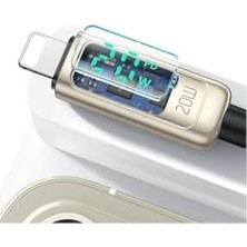TeOra Store CA-8811 20W Dijital Göstergeli Type-C To Lightining Pd-Data Şarj Kablosu-Gümüş