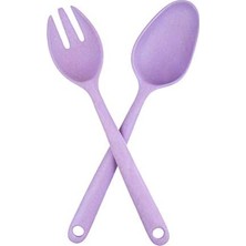 Salata Kaşık,çatal Seti Bambu Çevreci Model,mor