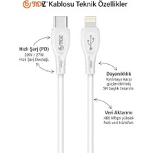 TeOra Store iPhone Usb-C To Lightning Hızlı Şarj Kablosu Type-C Pd Destekli 14/13/12/11 Pro Max Xs Max Xr x Airpods Pro Uyumlu - Yeni Nesil Akıllı Çip (Ios Uyumlu) - Bydiz