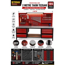 Staxx Power Servis Takım Tezgahı 2 Metre | 6 Çekmeceli Atölye Dolabı | 185 Parça Eva Takım Seti Izeltaş Anahtar